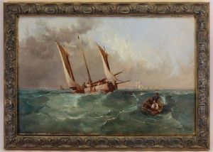 Painting Of Ships In Rough Seas