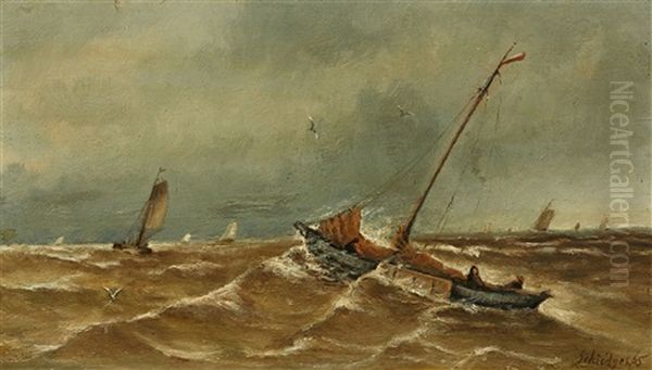 Sailing Ships In Rough Seas - view 1