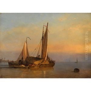 Grain Barges Off The Coast Of East Anglia