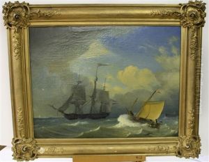 Schepen Bij Een Havenhoofd by Petrus Paulus Schiedges the Elder