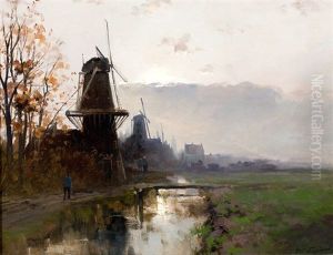 Landschap Met Molens In De Vroege Ochtend by Petrus Paulus Schiedges the Younger