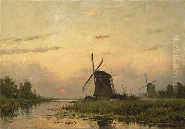 Windmills At Dawn In A Summer Landscape - view 1