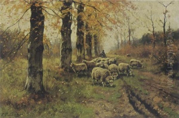 A Shepherd With His Flock - view 1