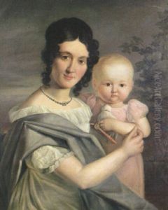 Portrait De Femme Avec Son Enfant by Christian Carl August Schieferdecker