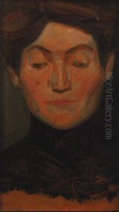 Frauenbildnis Mit Gesenkten Lidern by Egon Schiele
