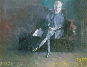 Leopold Czihaczek Auf Rotem Sofa Sitzend