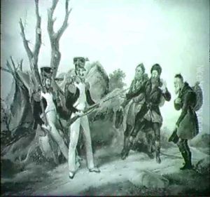 Judische Kaufleute Be Der Kontrolle Durch Soldaten by August Ferdinand Schiertz