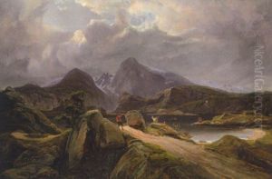 Strandpartie An Einem Fjord In Norwegen by Franz Wilhelm Schiertz
