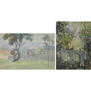 Zwei Landschaften by Ernst Traugott Schiess