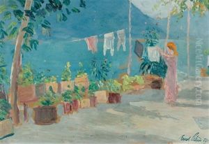 Sonnige Terrasse Am Seeufer by Ernst Traugott Schiess