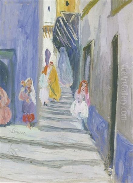 Arabische Altstadtgasse Mit Frauen Und Kindern - view 1