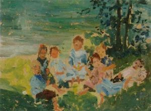 Sitzende Gruppe In Der Landschaft Sitzende Gruppe In Der Landschaft