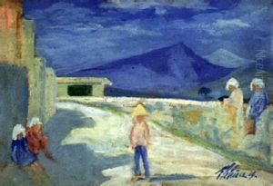 Kinder Auf Der Strase, Spanien by Ernst Traugott Schiess