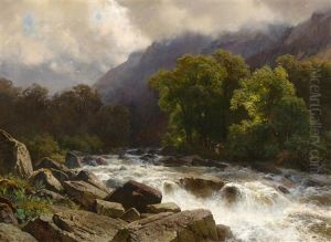 Wildbach Bei Aufkommendem Gewitter, 1859 by Traugott Schiess