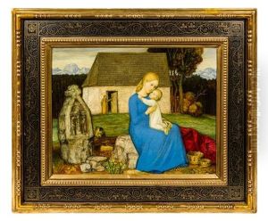 Mother And Child At The Cemetery by Matthaeus Schiestl