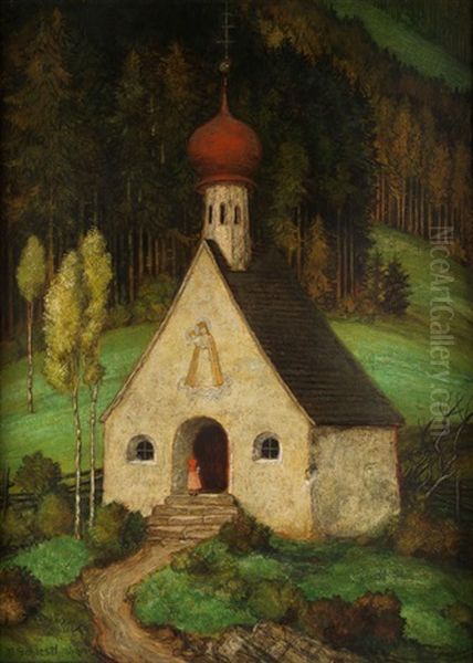 Frau An Einer Waldkapelle - view 1