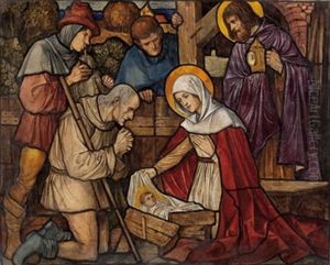 Anbetung Des Jesuskindes (design For Stained Window) by Rudolf Schiestl