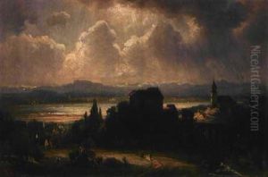 Blick Auf Schloss Starnberg Am Starnberger See by Robert (August Rudolf) Schietzold
