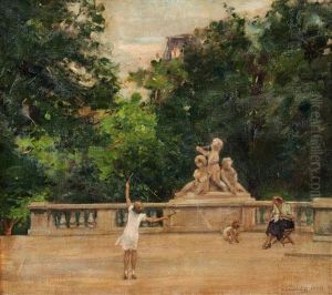 Park Scene At The Burggarten, Vienna by Robert Schiff