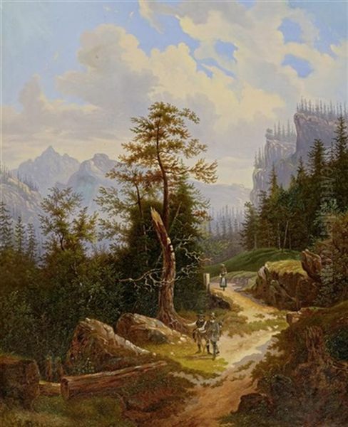Alpine Landschaften Mit Figuren (pair) - view 1