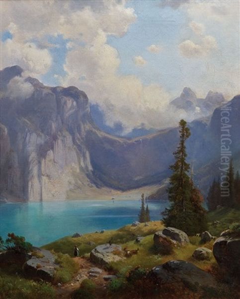 Atmospharische Darstellung Eines Alpensees - view 1