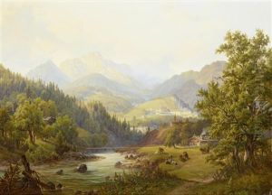 Alpine Landscape by Anton Schiffer