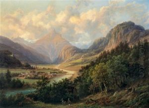 Markt Zell Im Zillerthale Gegen Den Turnauberge Bey Mayerhofen Im Hinteren Zillerthal In Tyrol by Anton Schiffer