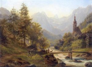 Blick Auf Die Ortskirche In Ramsau, Berchtesgaden by Anton Schiffer