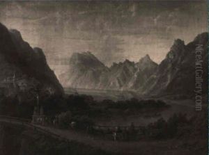 Ansicht Der Gebirge Vom Gmundner See Bei Traunstein by Anton Schiffer