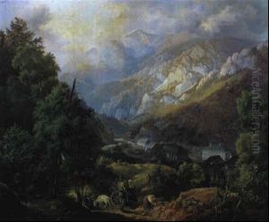 Der Schneeberg Und Das H"llental Mit Dem Kaiserbrunnen In Nieder"sterreich by Anton Schiffer