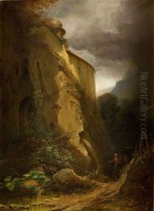 Mnich Przy Gorskiej Kapliczce by Jost Joseph Niklaus Schiffmann