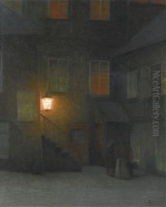 A Courtyard In Prague Old Town by Jacob Schikaneder
