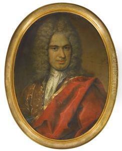 Portrait Of A Gentleman, Half-length, Wearing A Gold Embroidered Jacket And Red Cape by Christian Schilbach