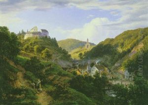 Schlos Schonberg An Der Bergstrase by Johann Heinrich Schilbach