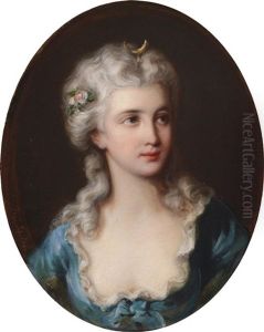 Dame Im Blauen Kleid Als Diana Dargestellt by Friedrich Schilcher