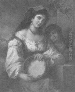 Junge Neapolitanische Madchen Mit Tamburin by Friedrich Schilcher