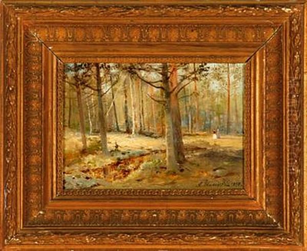 Autumn Forest With Two Promenading Ladies - view 1
