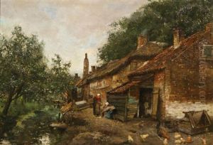 Farmhouse With Two Women by Martinus Schildt