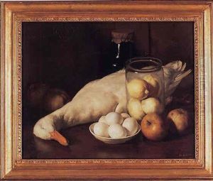 Stilleben Mit Weisser Ente, Zitronen Und Eiern by Martinus Schildt