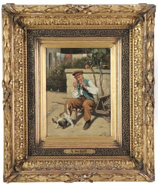 Homme A La Pipe Sur Chariot, Chat A Ses Cotes - view 1