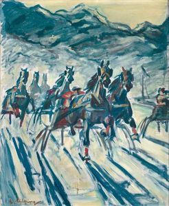 Pferdeschlittenrennen In St. Moritz (?) by Erich Schilling