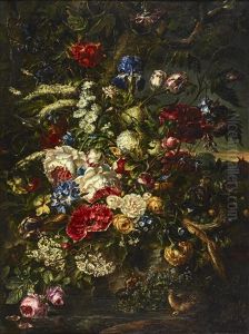 Still Life With Flowers And Birds