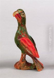 Eaglet With A Green Body And Red Wings by Wilhelm Schimmel