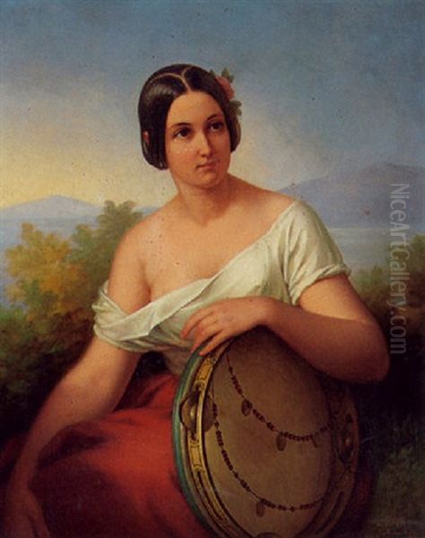 Junge Italienerin Mit Tambourin - view 1