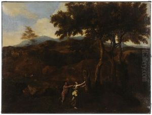 Nymph Running From A Satyr by Maximilian Joseph Schinagl