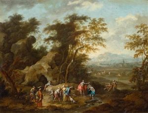 The Baptism Of Christ In A Landscape by Maximilian Joseph Schinagl