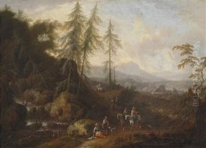 Gebirgslandschaft Mit Reisenden by Maximilian Joseph Schinagl