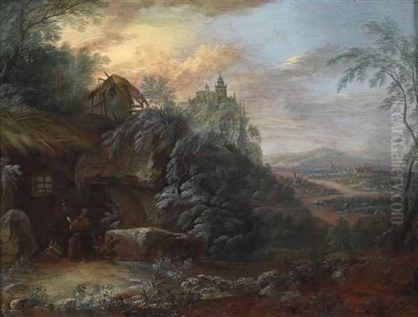 Zwei Landschaften Mit Der Versuchung Des Heiligen Antonius Beziehungsweise Mit Dem Heiligen Benedikt Und Der Heiligen Scholastika Im Gesprach - view 1