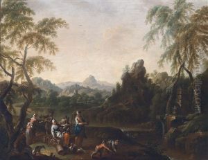 Sudliche Landschaft Mit Bauerlicher Staffage (+ Another; Pair)