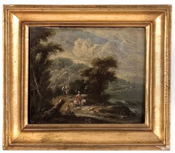 Alpine Landschaft Mit Figurenstaffage - view 1